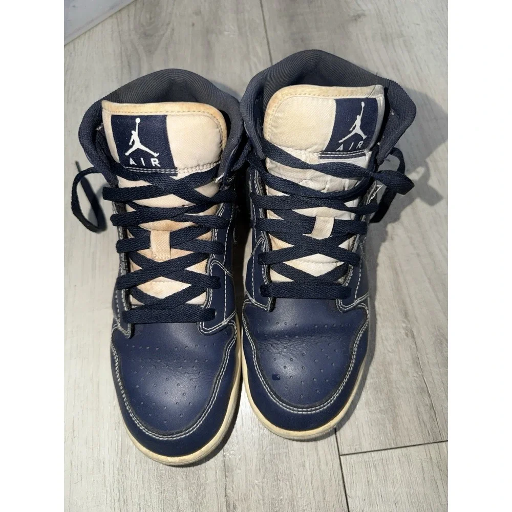 Air Jordan 1 Mid Retro GS Obsidian Blue‎ White Gum Shoes 554725-402 Size 7y